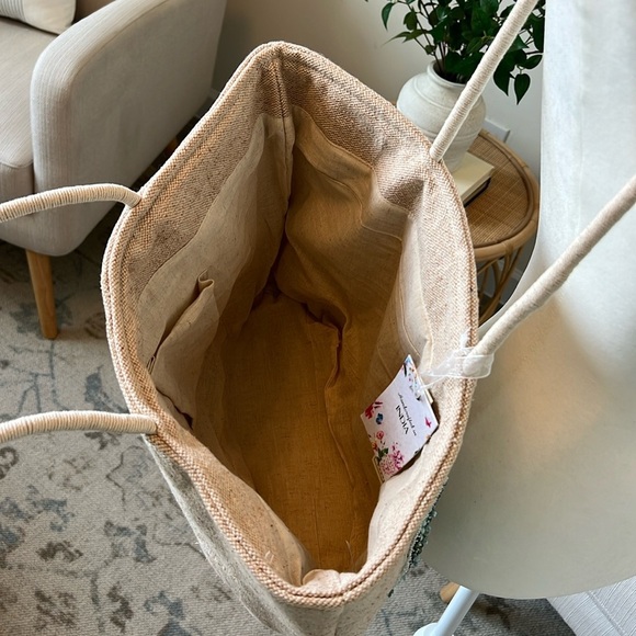 NWT Viral Tik Tok Beaded Sea Turtle Canvas Summer Beach Tote Bag Handcrafted - Picture 7 of 16